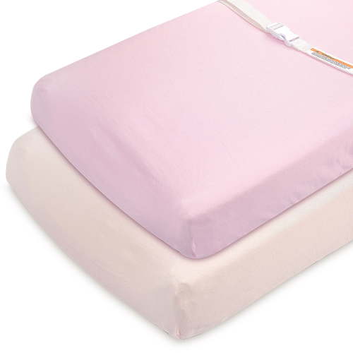 Changing Pad Cover Sheets Set, 2 Pack, Universal Fitted Changing Table Covers for Boys and Girls, Comfortable Cozy Cradle Sheets, Breathable Soft Jersey Cotton, Fitted 32x15x5 Inches Pads
