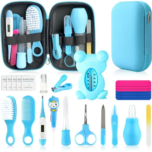 Baby Grooming Kit, Infant Safety Care Set with Hair Brush Comb Nail Clipper Nasal Aspirator Ear Cleaner,Baby Essentials Kit for Newborn Girls Boys