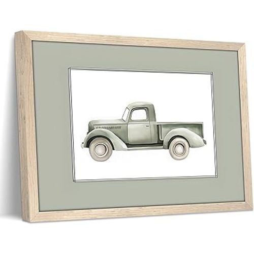 Framed Car Wall Art Painting, Boys Room Wall Decor Oil Pictures, Vintage Cars Canvas Print Poster, Sage Green Nursery Decor Artwork, for Boys Bedroom Nursery Kids Room Decor 8x10 Inch