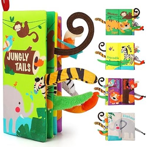 beiens Baby Books Toys, Touch and Feel Crinkle Cloth Book for Infant Baby 0-3-6-12-18 Months, Early Development Interactive Stroller Soft Toys, Newborn Gifts for Boys Girls