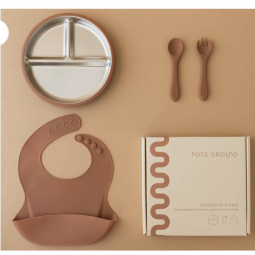 Stainless Steel Baby Feeding Set 6+ Months - Mocha Mousse