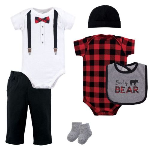 Little Treasure Baby Boy Layette 6-piece Set, Lumberjack Bow Tie, 9-12 Months