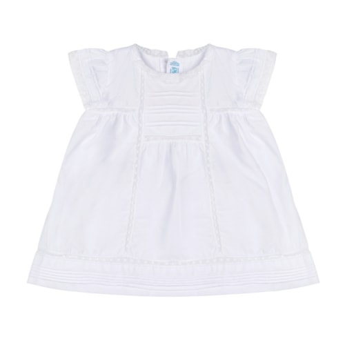 Girls Lace Trim White Dress
