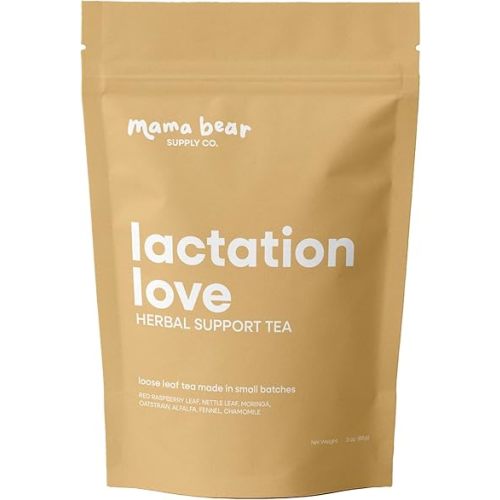 Lactation Love Support Tea with Red Raspberry, Nettle, Moringa, Fennel, Chamomile, 3 oz, Organic Herbal Blend, 45 Servings
