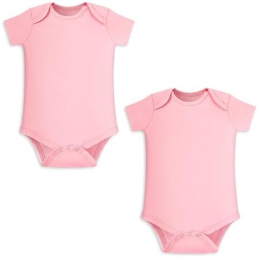 Unisex Baby Bodysuit 2 Pack, 100% Organic Cotton Short Sleeve Clothes, Ultra Soft Newborn Essentials for Boys & Girls