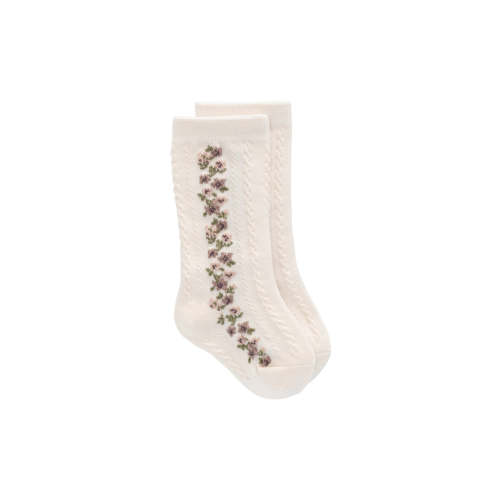 Cassie Knee High Sock - Cassie Floral Jacquard - Bridal Blush – Jamie Kay USA