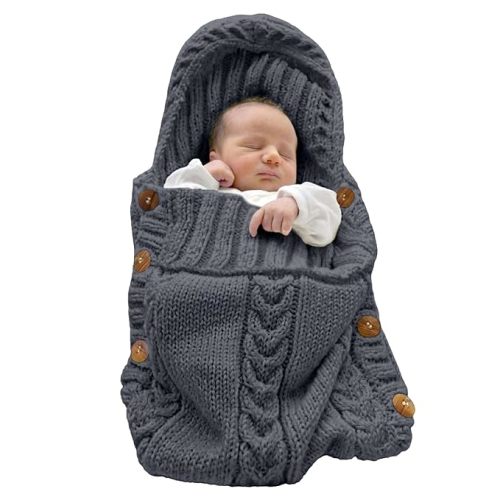 XMWEALTHY Newborn Swaddle Baby Essentials Girls Boys Receiving Blankets Neutral Knit Sleeping Bag Stroller Wrap Purple 0-6 Month