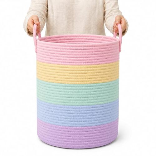 OrganiHaus Rainbow Laundry Basket & Hamper, Nursery Playroom 52L
