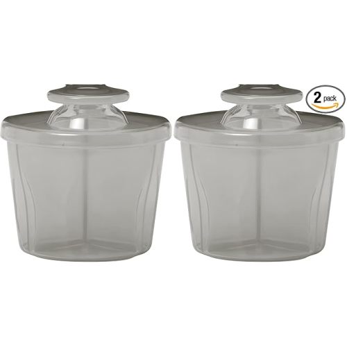 Dr. Brown's Baby Formula Dispenser with Snap-On Lid for On-The-Go Feedings,Milk Powder Dispenser for Traveling with Infant,Gray (Pack of 2)