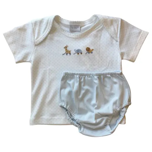 Giraffe, Elephant & Lion Blue Lap Shoulder Diaper Set