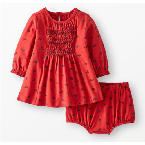 Baby Long Sleeve Smocked Dress & Bloomers Set