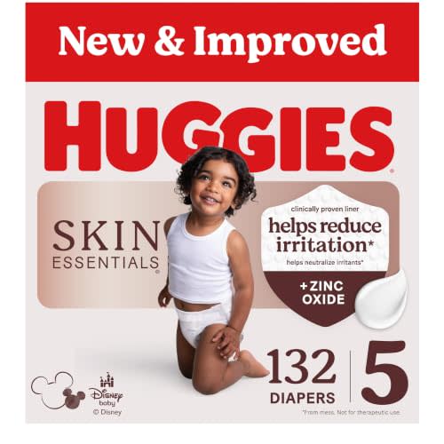 Huggies Skin Essentials Diapers Size 5, 132 Count (2 Packs of 66)