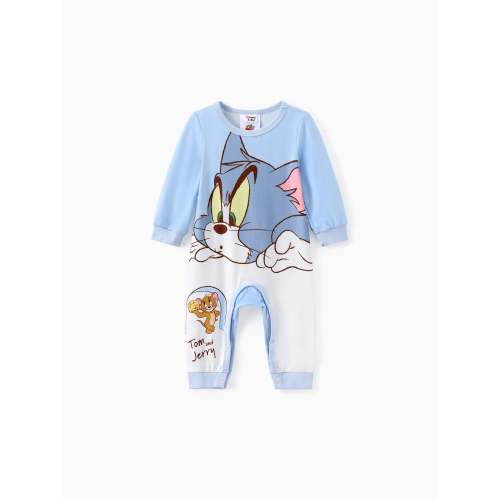 Tom and Jerry Baby Boy/Girl Cute Pattern Print Jumpsuit Blue