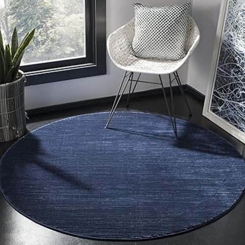 SAFAVIEH Vision Collection Area Rug - 4' Round, Navy, Modern Ombre Design, Non-Shedding & Easy to Clean, Ideal for Living Room, Bedroom, Dining Space (VSN606N)