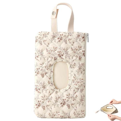 Baby Wipe Holder diaper and wipes pouch - Floral Quilted Wet Wipes Bag, Refillable Travel Organizer for Diaper Bag & Car Commutes B