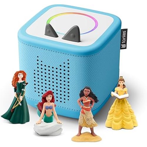 Toniebox 2 Audio Player Disney Princess Bundle for Kids 3+ with Ariel, Moana, Merida, and Belle - Sky Blue