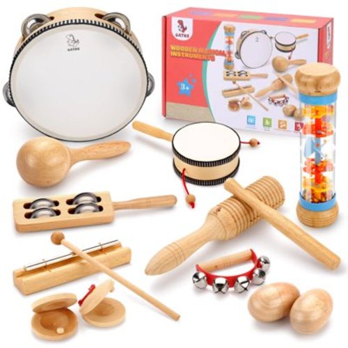 Baby Music Toys Musical Instrument for Kid, Wood Drum Set Percussion Learn Preschool Musical Toy