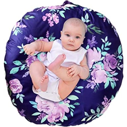 Dinosaur Lounger Cover, Lounger Cover Blue, Lounger Cover Boy, Breathable & Reusable Lounger Removable Slipcover for Newborn, Snugly Fit Baby Infant Lounger (Purple Flower)