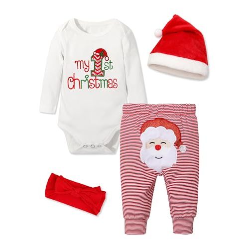 Abbence Baby Girl Boy Christmas Outfit My 1st Christmas Baby Boy Infant New Year 4 Pcs Set