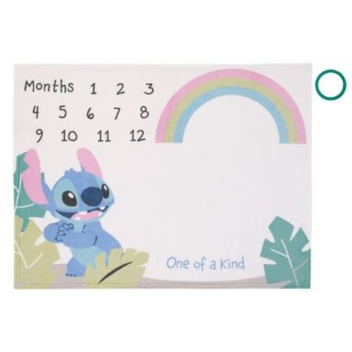 NoJo Disney Stitch Blue, Teal, Lime, Pink, and White One of a Kind Super Soft Photo Op Milestone Baby Blanket