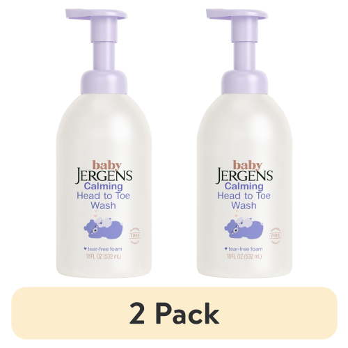 (2 pack) Baby Jergens Calming Head to Toe Foaming Wash, Tear-free Baby Shampoo and Body Wash, 18 fl oz