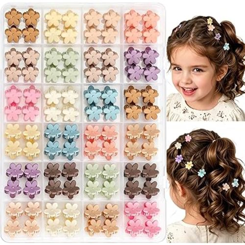 96pcs Mini Flower Hair Clips for Kids Cute Mini Claw Clips Hair Pins Colorful Small Hair Accessories for Girls Women Teens Kids Toddlers Children in Organizer Box