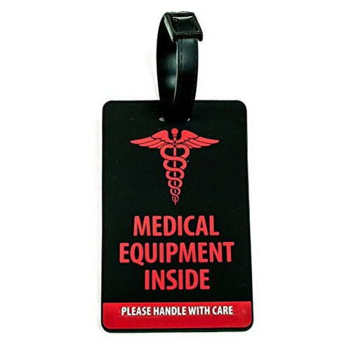 Shacke Medical Equipment Luggage Tag for Respiratory Devices (Black / Vertical)