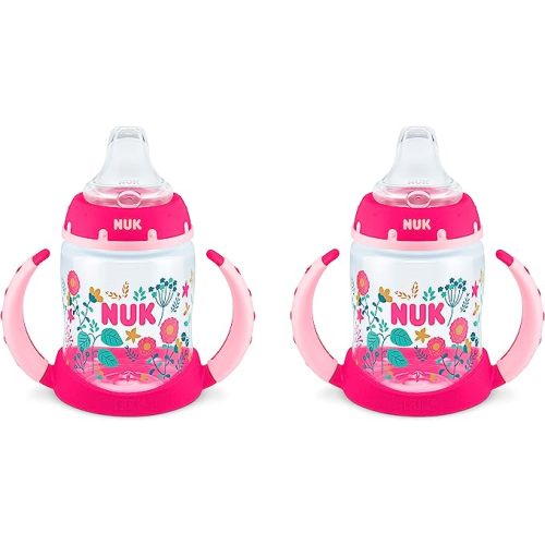 NUK Learner Cup, 5oz, 2-Pack, Flowers – BPA Free, Spill Proof Sippy Cup