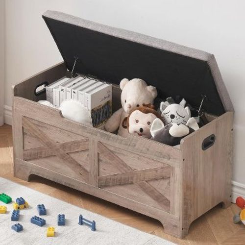 23.6"L Storage Chest with Lift-Top & 2 Safety Hinges, Sturdy Entryway Storage Bench, Multi-Functional Shoe Bench