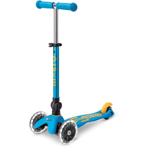 Micro Kickboard | Mini Foldable LED Kids Scooter for Ages 2-5 | Children up to 110 lbs | 3 Wheel Lean-to-Steer | Adjustable T Bar | Smooth Ride, Motion-Activated PU LED Wheels | Swiss Design