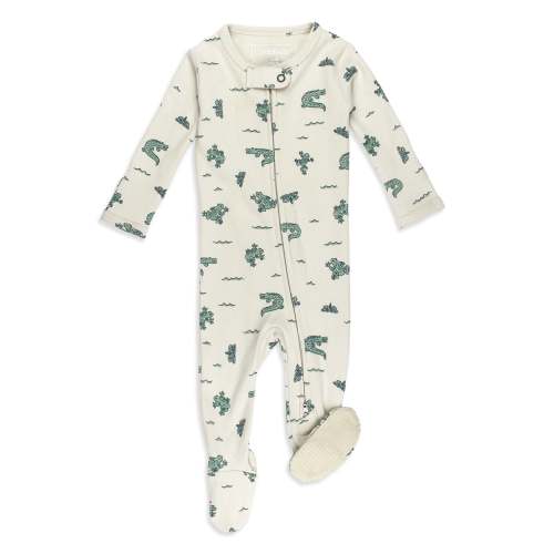 Alligator | Organic Zipper Footie – L'ovedbaby - 3-6 months