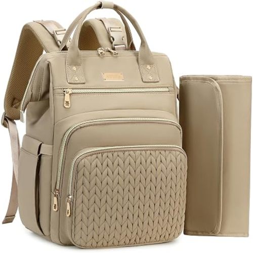 AIJIEKE Large Diaper Bag Backpack, Extra Wide Travel Diaper Bag, Khaki