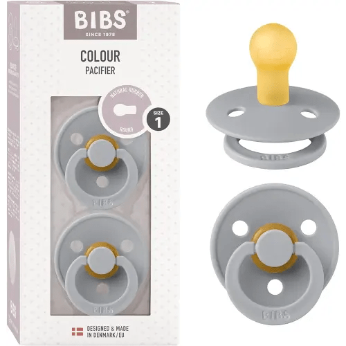 BIBS Pacifiers Colour Collection | Natural Rubber Baby Pacifier | Set of 2 BPA-Free Soothers | Made in Denmark | 0+ Months (Pack of 2) | Cloud