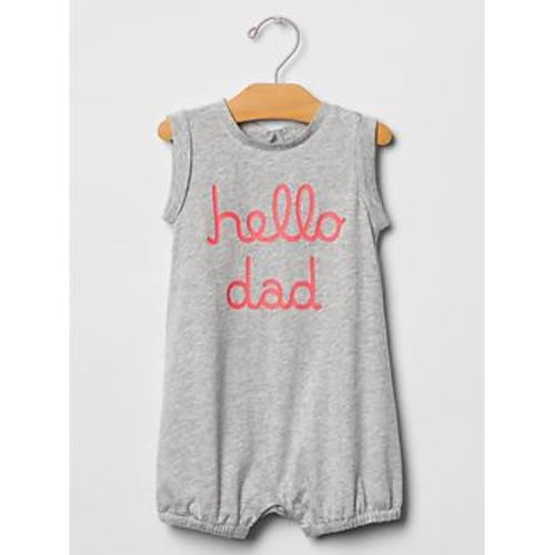 Hello dad bubble one-piece in heather grey, size: 6-12 M