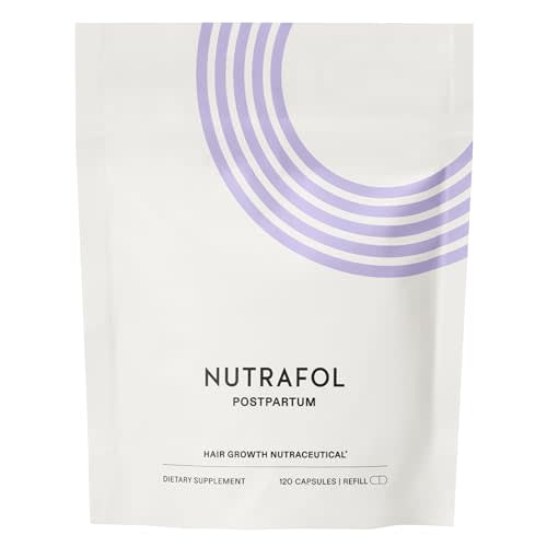 Nutrafol Postpartum Hair Growth Supplements, Clinically Tested for Visibly Thicker Hair and Less Shedding, Breastfeeding-Friendly - 1 Month Supply, 1 Refill Pouch