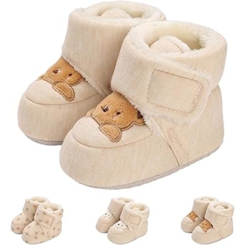 Bottes d'hiver en polaire chaude pour bébé garçon et fille - Jolies chaussettes confortables et antidérapantes pour nouveau-né Todder Première marche