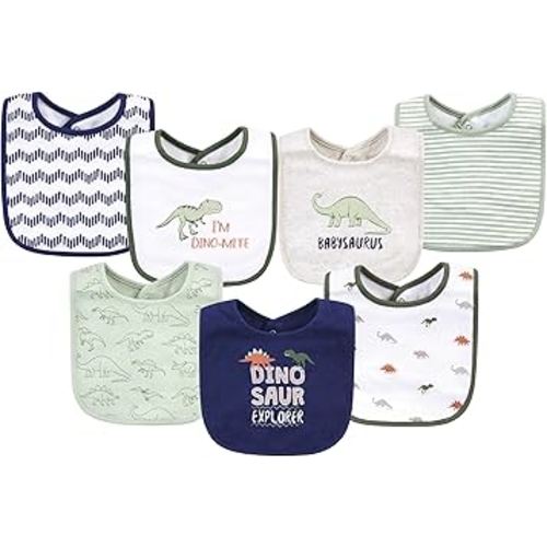 Hudson Baby Unisex Baby Cotton Bibs, Dinosaur Explorer, One Size