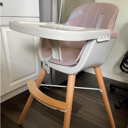 Amazon.com : Mallify 3-in-1 Wooden High Chair, Convertible High Chairs for Babies and Toddlers, Baby Highchair with Adjustable Legs & Dishwasher-Safe Tray, Sleek Hardwood & Premium PU Cushion, Beige : Baby