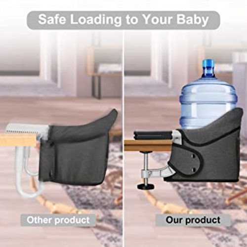 Hook On Chair, Clip on High Chair, Fold-Flat Storage Portable Baby Feeding Seat, High Load Design, Attach to Fast Table Chair Removable Seat for Home and Travel (Black) - Hook On Chair Without Tray - HC19 Black