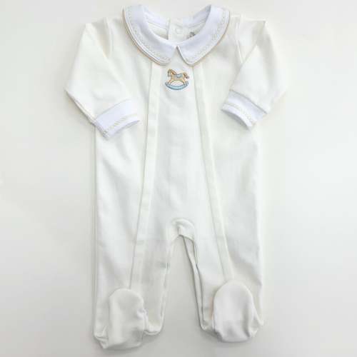 Footie Horse Beige Pima Cotton