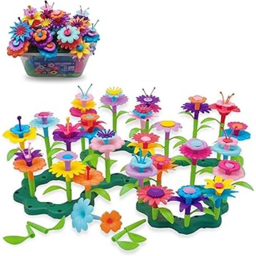 TOYVELT Flower Garden Building Set for Girls - 148-Piece STEM Toy with Storage Box - Best Educational and Creative Gift for Preschool Kindergarden Girls and Boys Aged 3 4 5 6 7 Years Old