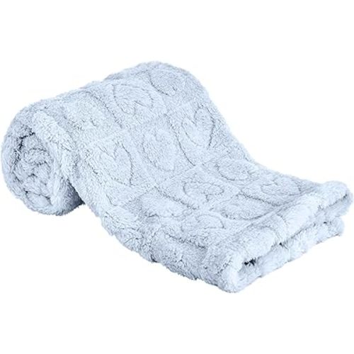 Yurhap Fleece Baby Blanket Heart Checkered, Ultra Soft Cozy Baby Blankets for Boys Girls, Fluffy Infant Toddler Newborn Receiving Gifts for Crib Stroller 30"x40" (Baby Blue)