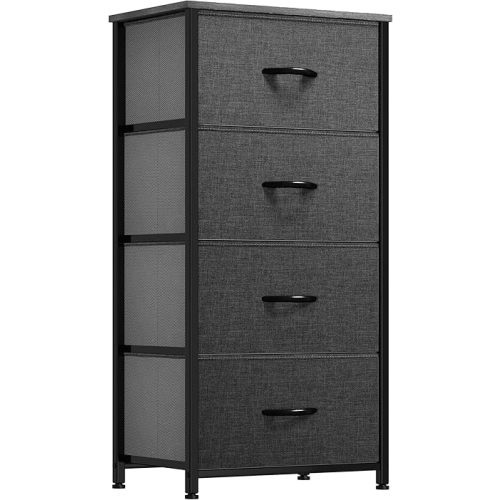 YITAHOME Storage Tower with 4 Drawers - Fabric Dresser, Organizer Unit for Bedroom, Living Room, Closets - Sturdy Steel Frame, Easy Pull Fabric Bins & Wooden Top