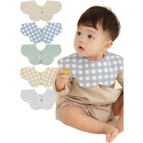 Konny Baby Bibs 3/5-Pack Set, 360 ​​° Rotate, Rolling and Reversible Soft Absorbent Drooling for Boys Girls baby Essentials