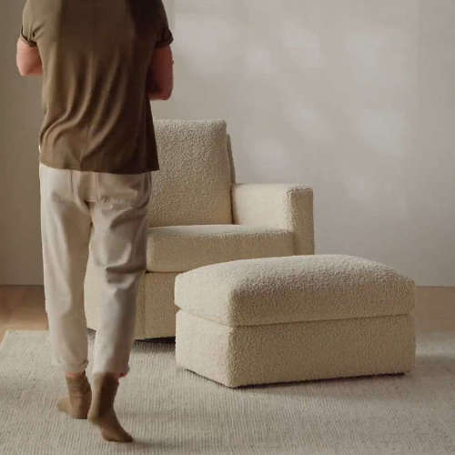 Murray Beige Sherpa Nursery Swivel Glider Chair