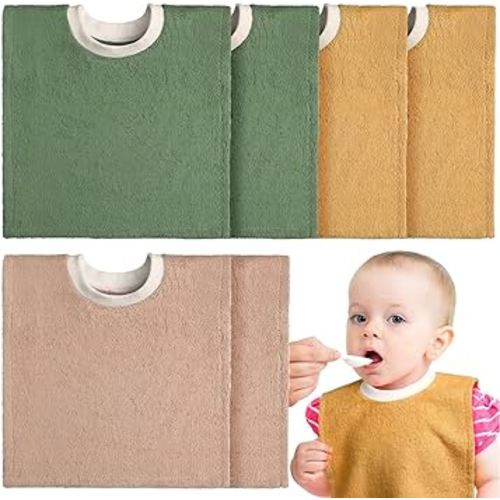 6 Pcs Pullover Baby Bibs Cotton Terry Toddler Absorbent Infant for Feeding and Drooling Towel Slip on Bib(Lively Color)