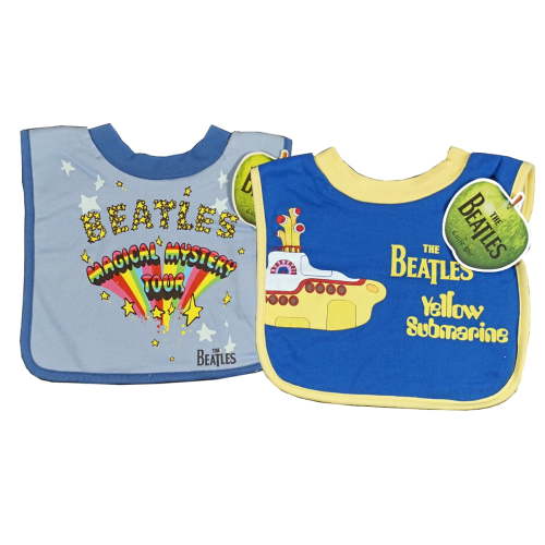 Set of Two Bibs - The Beatles Baby Bib - Includes both Magical Mystery Tour & Yellow Submarine