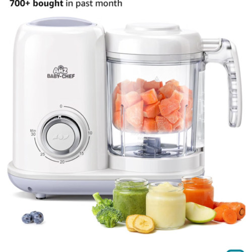 Amazon.com: AMZBabyChef Baby Food Maker Blender: 4-in-1 Steamer and Puree Processor | All-in-One, for Fresh Baby Food, Starting Solids, 6+ Months, BPA-Free, Tritan Material, Baby Shower Gifts, White