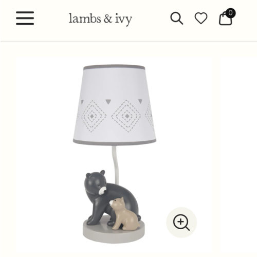Woodland Forest Gray Bears Nursery Lamp with Shade & Bulb