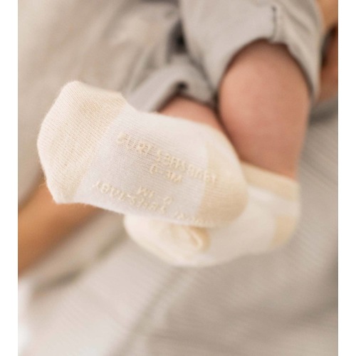 Solid & Stripes Organic Cotton Baby Ankle Socks 6 Pack - Oat | The Brave Fox